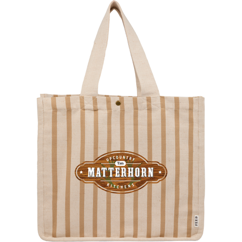 FEED Cotton and Jute Striped Tote custom branded promotional totes