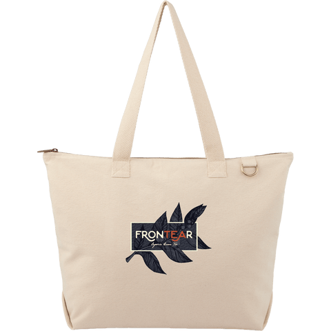 FEED Organic Cotton Zippered Tote custom branded promotional totes