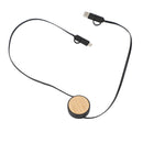 FSC® 100% Bamboo Retractable 5-in-1 Charging Cable in Black — supplier blank view