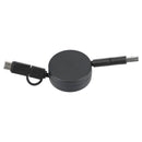 FSC® 100% Bamboo Retractable 5-in-1 Charging Cable in Black — supplier blank back view