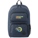 Graphite Deluxe 15" Laptop Backpack — Navy (NY) — decorated front view