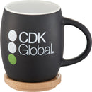 Hearth Ceramic Mug with FSC®100% Wood Lid/Coaster 15oz — Black/White — supplier decoration example