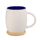 Hearth Ceramic Mug with FSC®100% Wood Lid/Coaster 15oz — Wblue(WBL) — blank front view