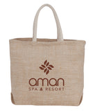 Herringbone Jute Tote custom branded promotional totes — 1
