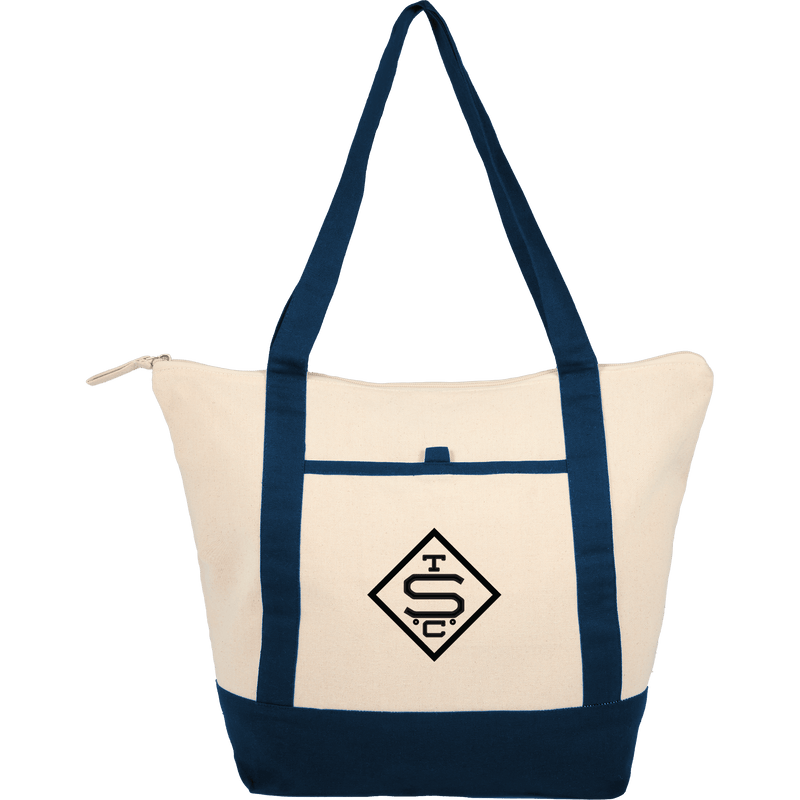 Isle 8oz Organic Cotton Zippered Tote custom branded promotional totes
