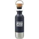 Lagom Single Wall 27oz Stainless Steel Water Bottle — Navy (NY) — decorated front view