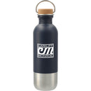 Lagom Single Wall 27oz Stainless Steel Water Bottle — Navy (NY) — decorated front view