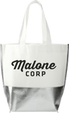 Large Laminated Metallic Bottom Tote custom branded promotional totes — 1
