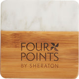 Marble and Bamboo Coaster Set custom branded promotional drinkware — 1
