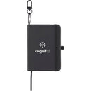 Mini Recycled Notebook with Clip in Black — supplier decorated front view