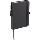 Mini Recycled Notebook with Clip in Black — supplier blank view