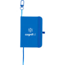 Mini Recycled Notebook with Clip in Blue — supplier decorated front view