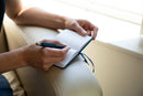 Mini Recycled Notebook with Clip in Blue — supplier blank view