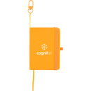 Mini Recycled Notebook with Clip in Orange — supplier decorated front view