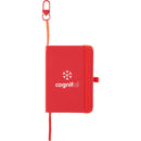 Mini Recycled Notebook with Clip in Red — supplier decorated front view