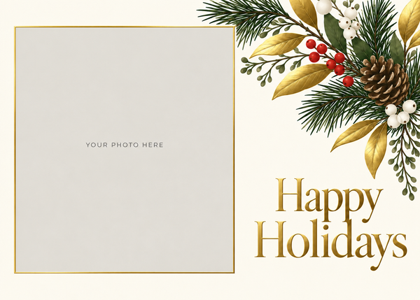 Flat Foil front — Winter Botanicals Photo Holiday Cards - PH202