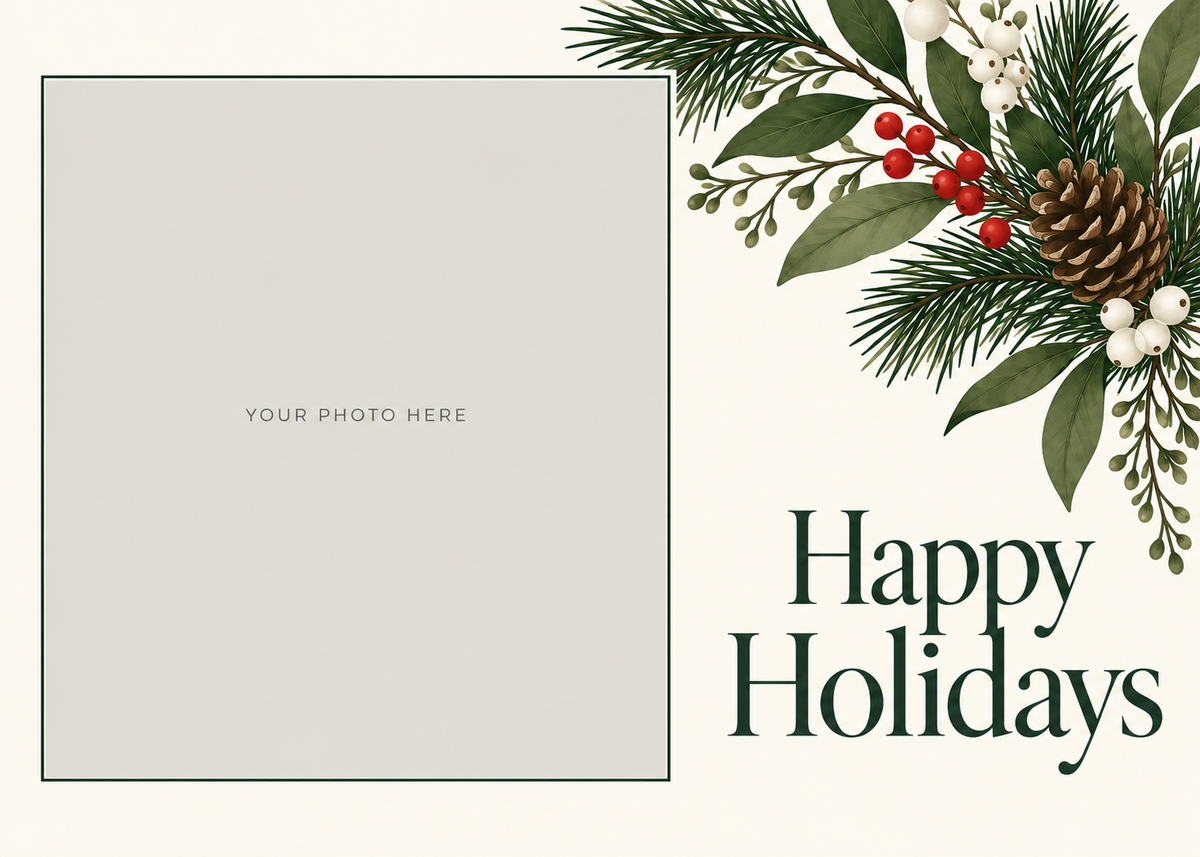 Flat Standard front — Winter Botanicals Photo Holiday Cards - PH202