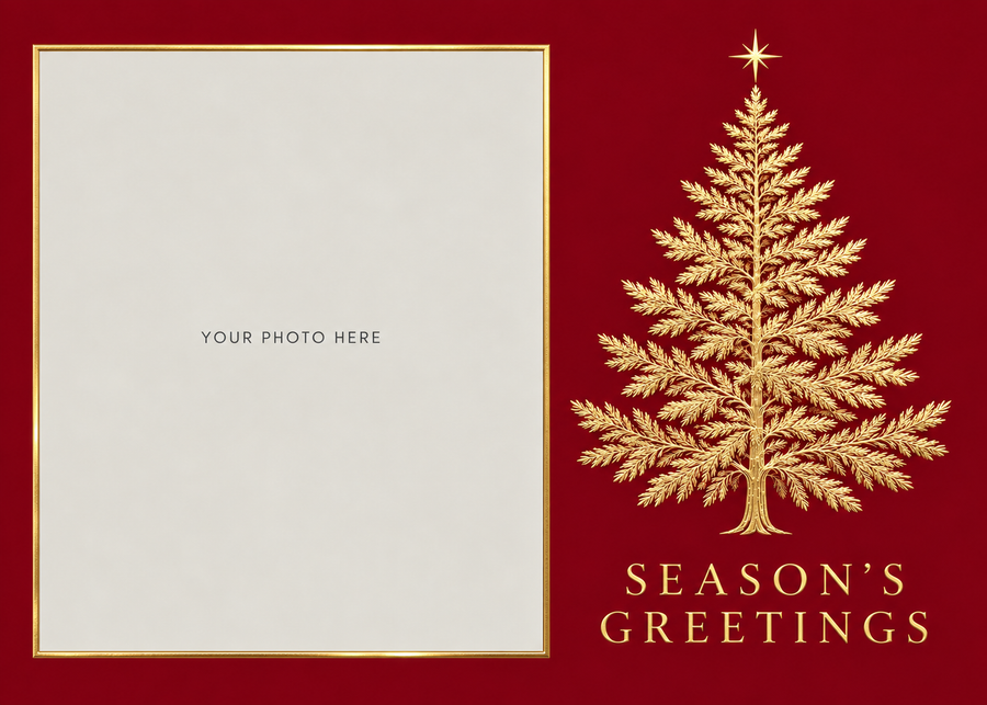 Gold Foil Evergreen Elegance Photo Cards - PH201