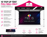 10' Pop Up Tent Full Wall showing sizes, accessories and product specifications. — 2