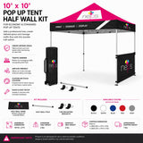 10' Pop Up Tent Half Wall Kit showing sizes, accessories and product specifications. — 2