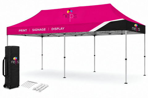 20' x 10' Pop Up Tents with the original NEPS logo for magenta backgrounds