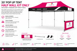 20' Pop Up Tent Half Wall Kit showing sizes, accessories and product specifications. — 2