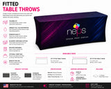 Fitted Table Throws showing sizes, accessories and product specifications. — 2