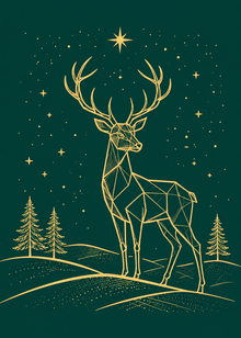 Flat Standard front — Golden Geometric Reindeer - FT206