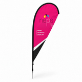 Teardrop Flags with the original NEPS logo for magenta backgrounds — 1