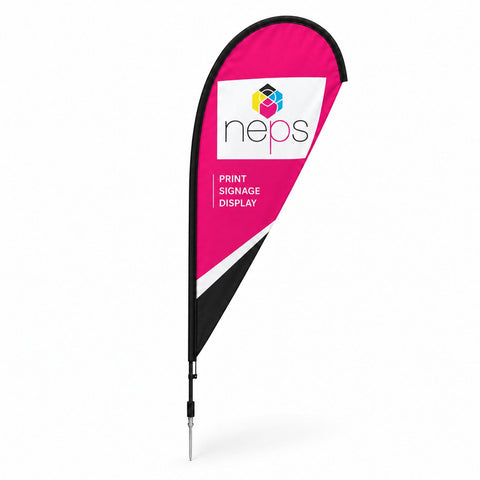Teardrop Flags with custom NEPS printed branding.