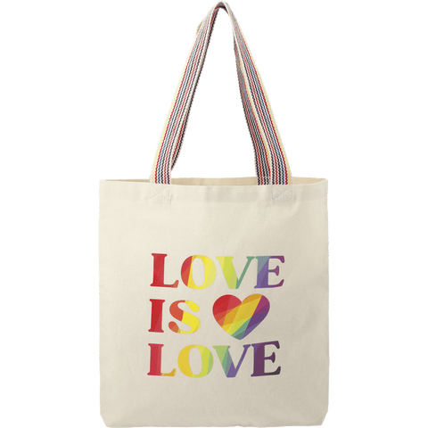 Rainbow Recycled 6oz Cotton Convention Tote custom branded promotional totes