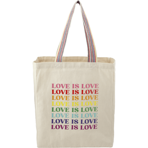 Rainbow Recycled 6oz Cotton Grocery Tote custom branded promotional totes