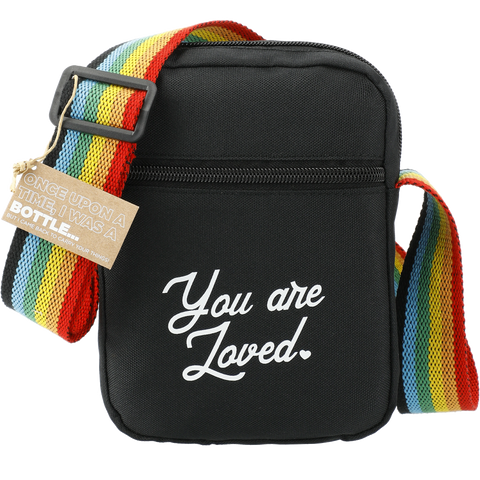 Rainbow RPET Crossbody Tote custom branded promotional totes