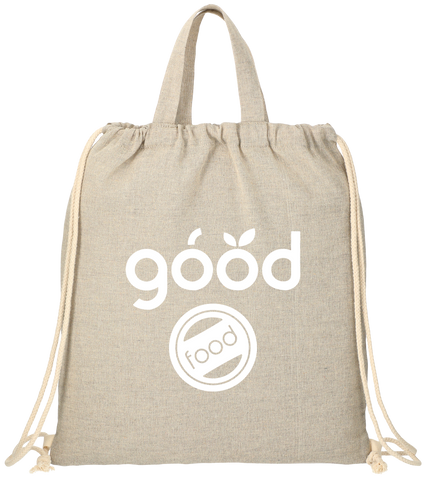 Recycled 5oz Cotton Drawstring Bag custom branded promotional totes