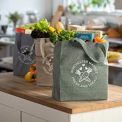 Recycled 5oz Cotton Twill Grocery Tote custom branded at NEPS