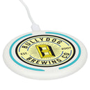 Recycled ABS Fast Wireless Charging Pad in White — supplier decorated view