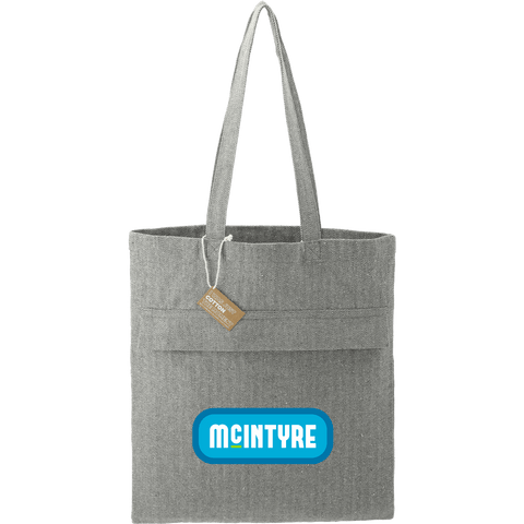 Recycled Cotton Herringbone Tote w/Zip Pocket 7oz custom branded promotional totes
