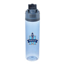 Reef 30oz Recycled Tritan Bottle — Midnight Blue — decorated front view with open flip-top lid