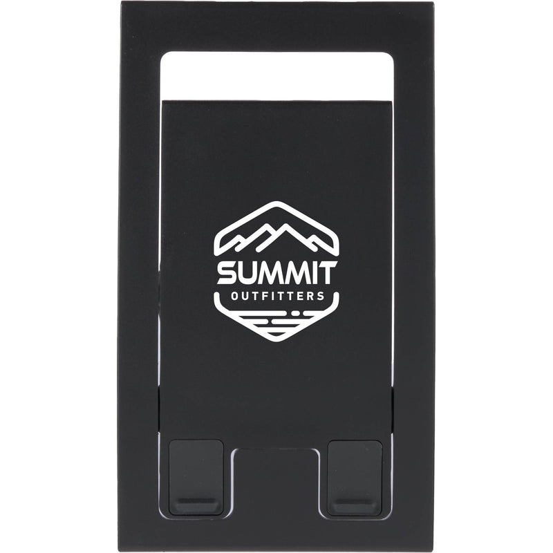 reFlex Foldable Eco Phone Stand in Black — supplier decorated front view