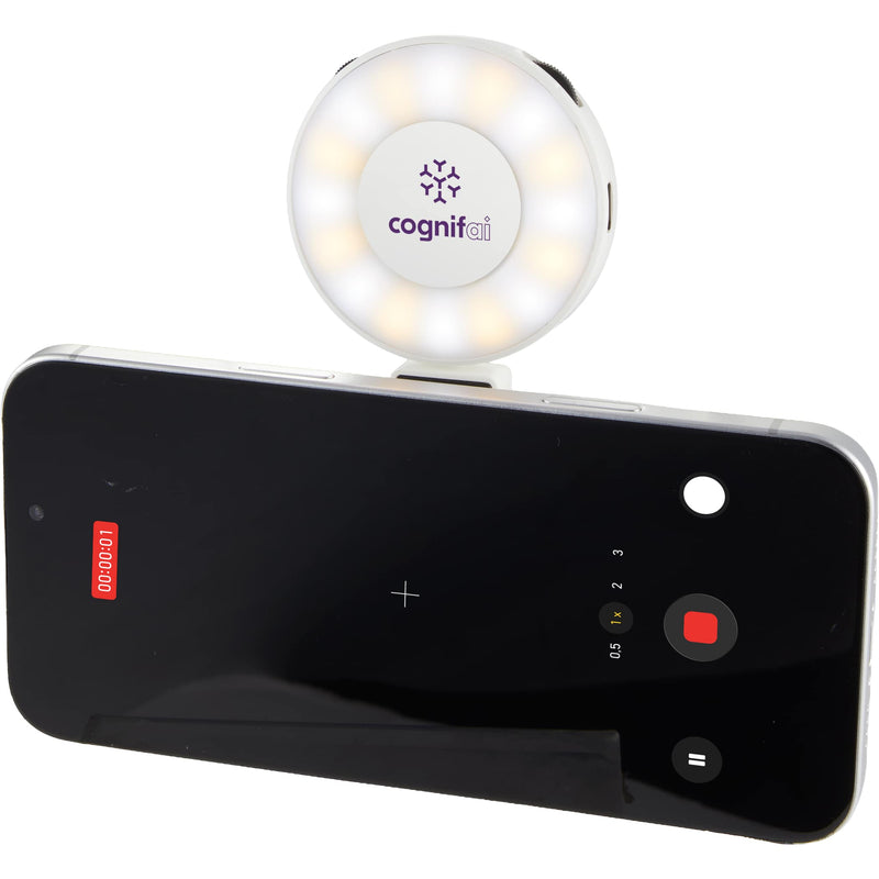 SnapLight Magnetic 360 Selfie Light in White — supplier decorated detail view