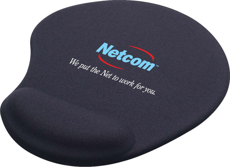 Solid Jersey Gel Mouse Pad / Wrist Rest in Black — supplier decorated front view