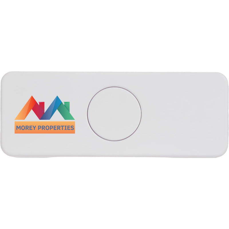 Spin-It Phone Holder and Screen Cleaner in White — supplier decorated front view