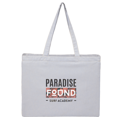Striped Pacific Recycled Cotton Shopper Tote custom branded promotional totes