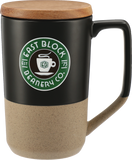 Tahoe Tea & Coffee Ceramic Mug with Wood Lid 16oz custom branded promotional drinkware — 1