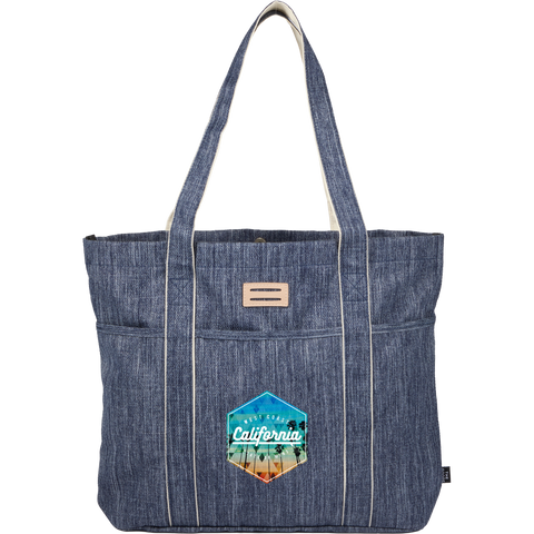 THE GOODS™ Navy Heather Carry All Tote custom branded promotional totes