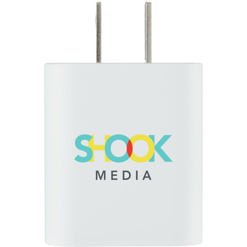 UL Listed 20W USB-C Wall Charger in White — supplier decorated front view