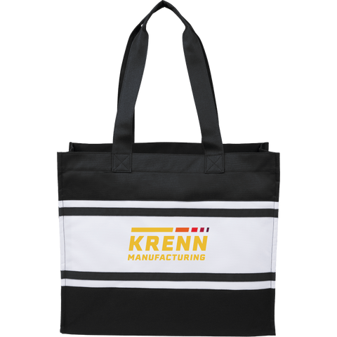 Varsity Box Tote custom branded promotional totes