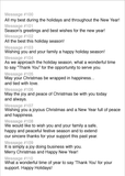 Holiday card message choices — 3