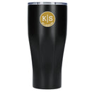 Victor 20 oz recycled insulated tumbler — Black — example decorated front view 36