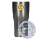 Victor 20 oz recycled insulated tumbler — Graphite — example decorated front view 18
